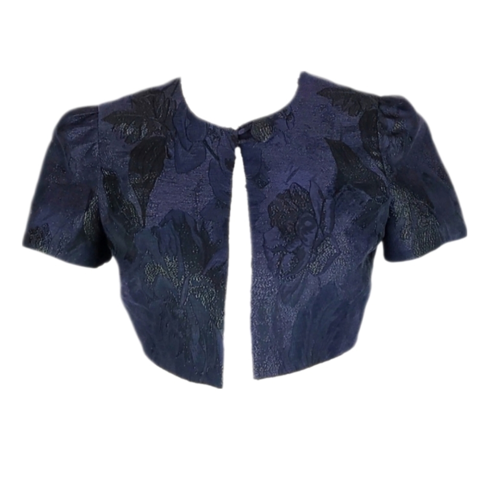 Metallic Cropped Dark Floral Jacket